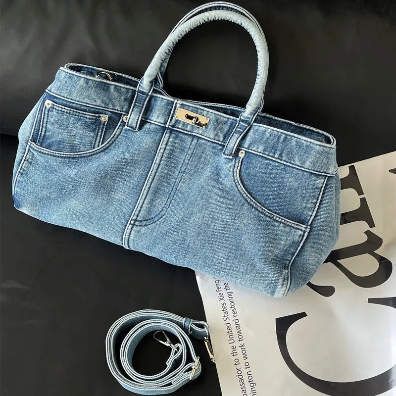 Denim shoulder bag