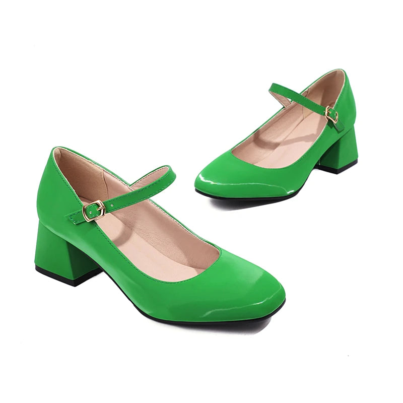 Satin medium heel casual Mary Janes shoes