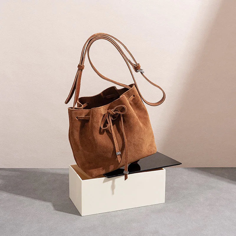 Leather bucket bag