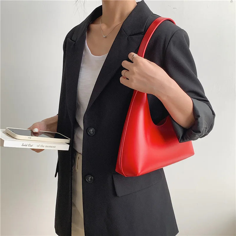 PU leather buckle shoulder bag