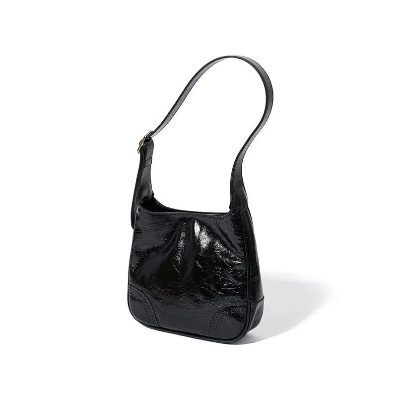 Leather oil wax shoulder bag