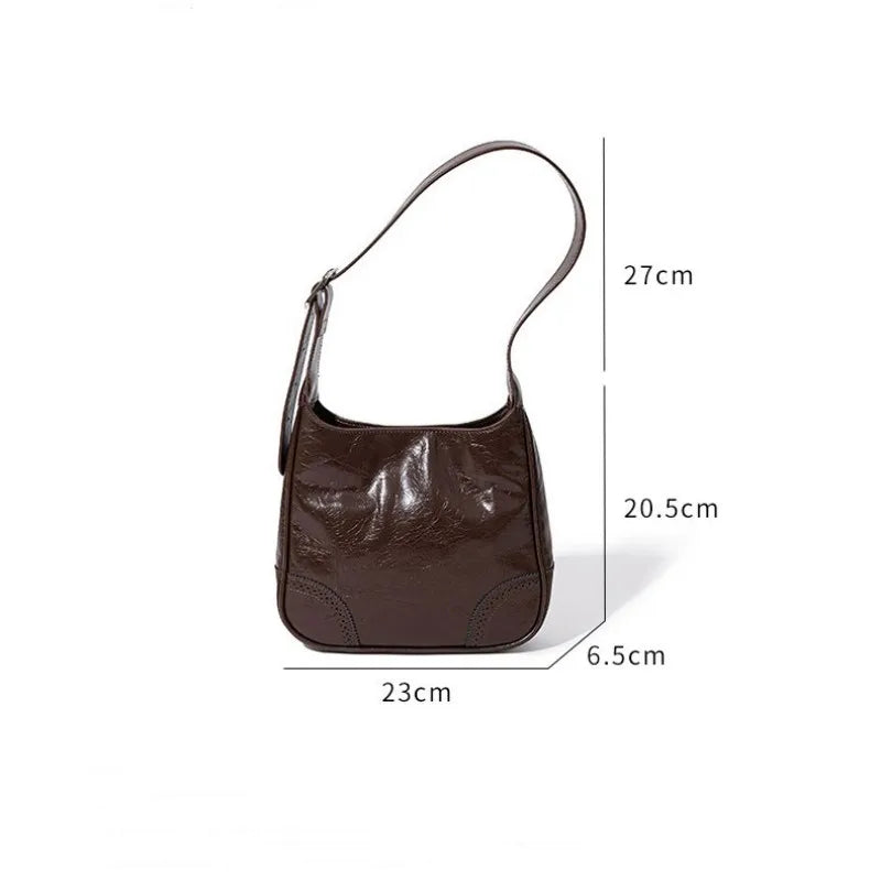 Leather oil wax shoulder bag