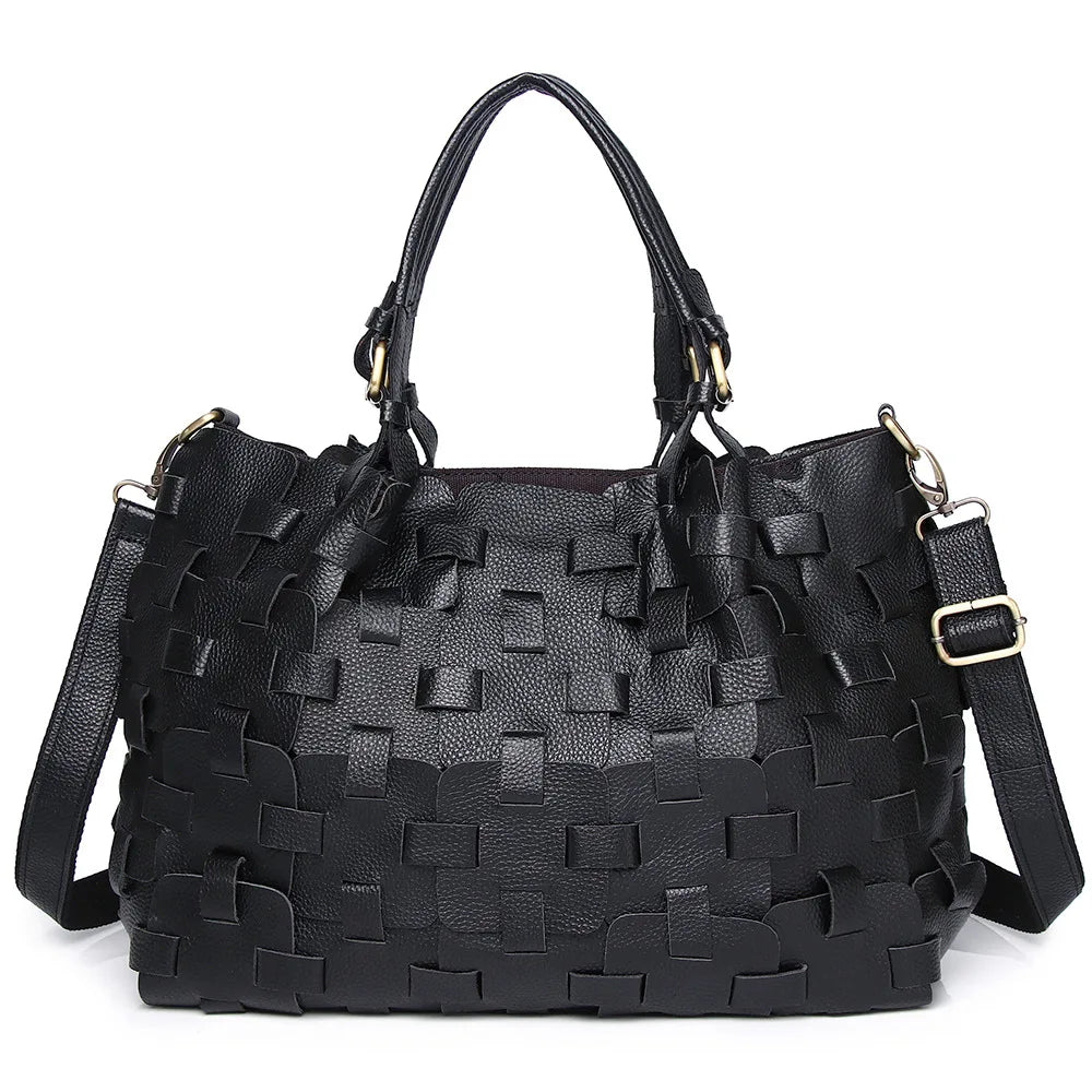 Leather patchwork shoulder bag