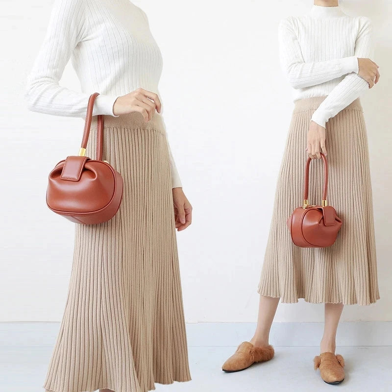 Leather circular bag