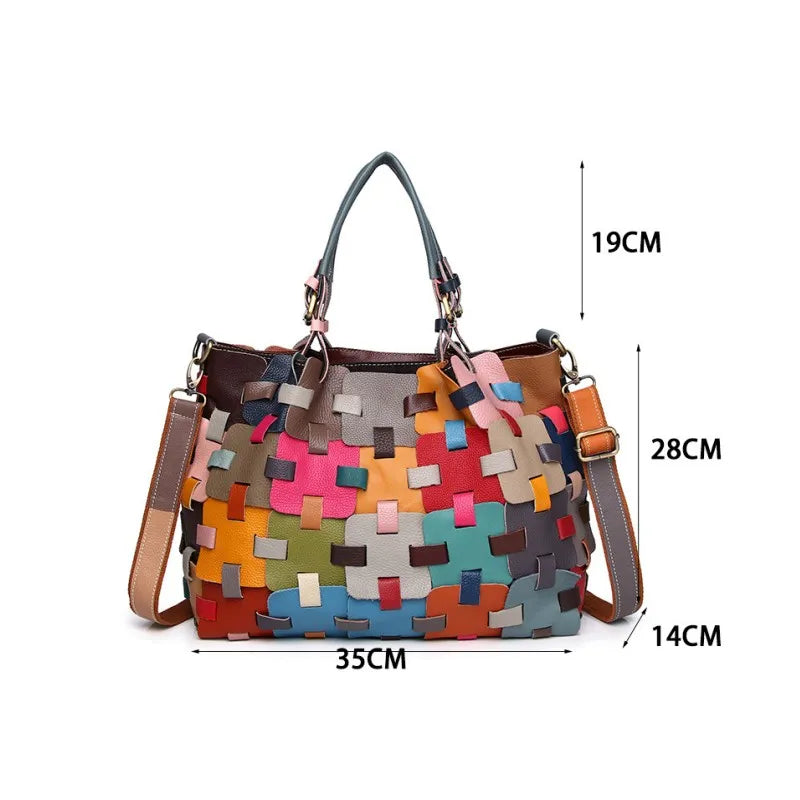 Leather patchwork shoulder bag