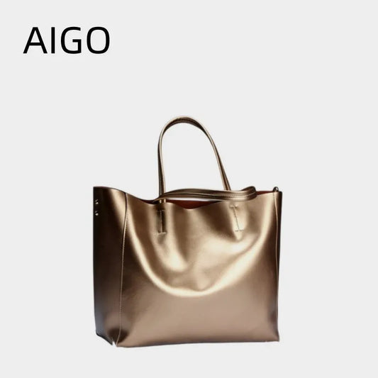 Aigo Leather large shoulder bag