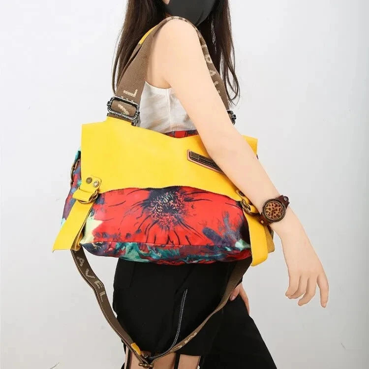 Canvas large capacity crossbody bag