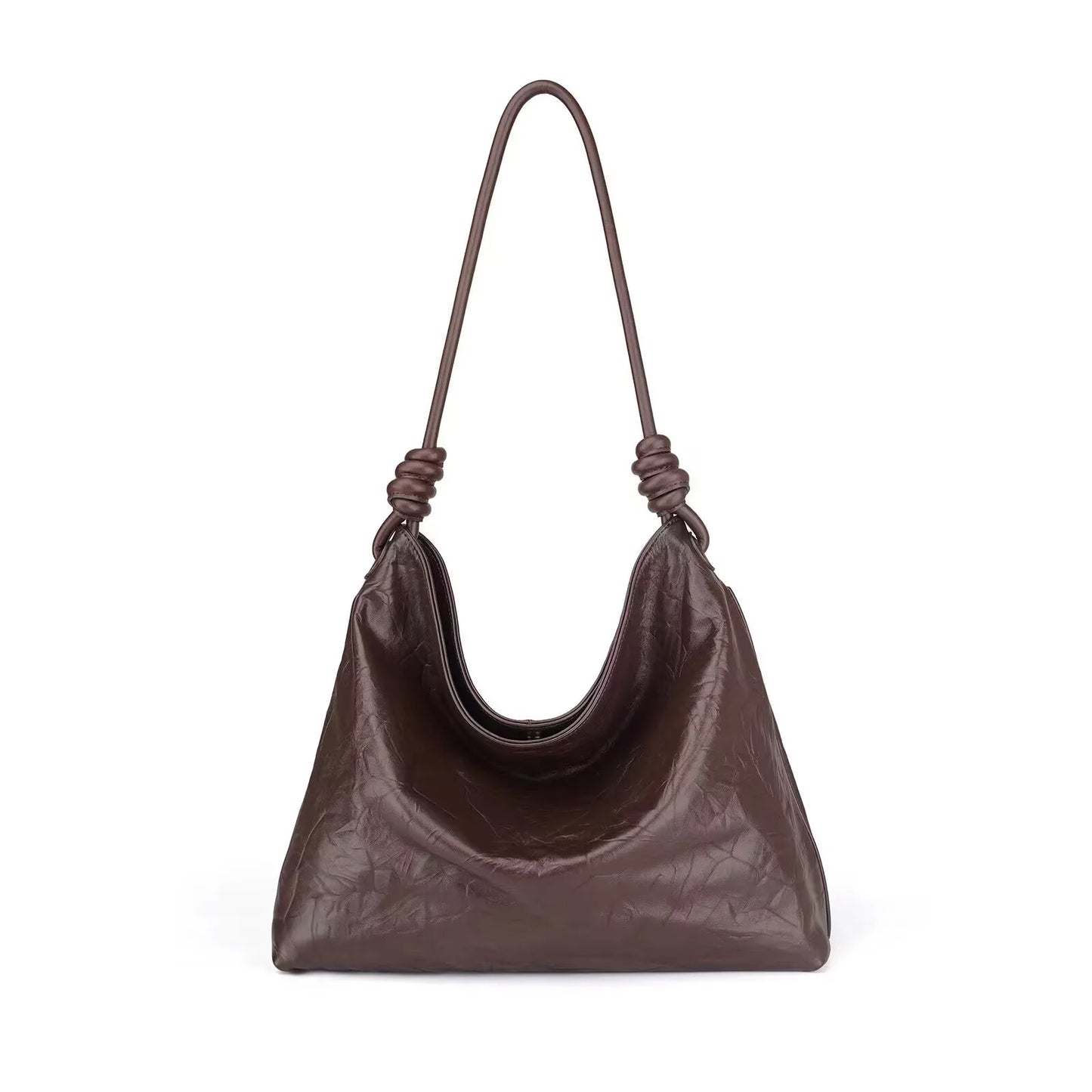 Leather bucket shoulder bag