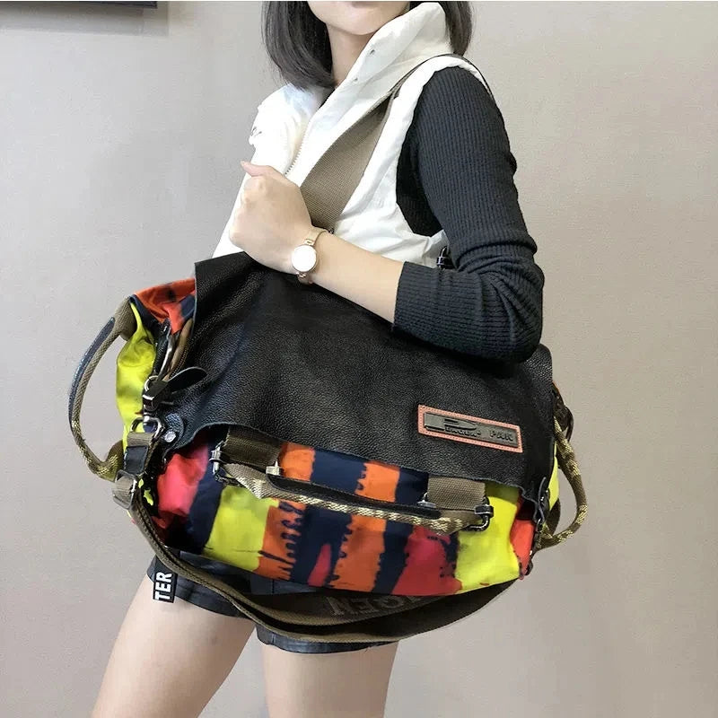 Canvas large capacity shoulder bag