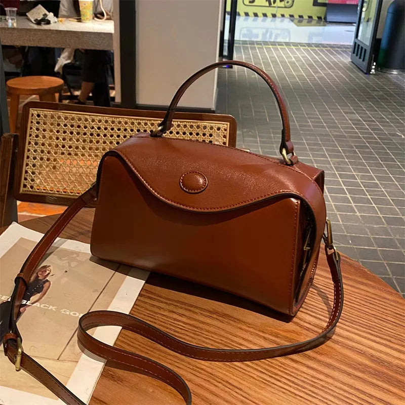 Leather boston bag