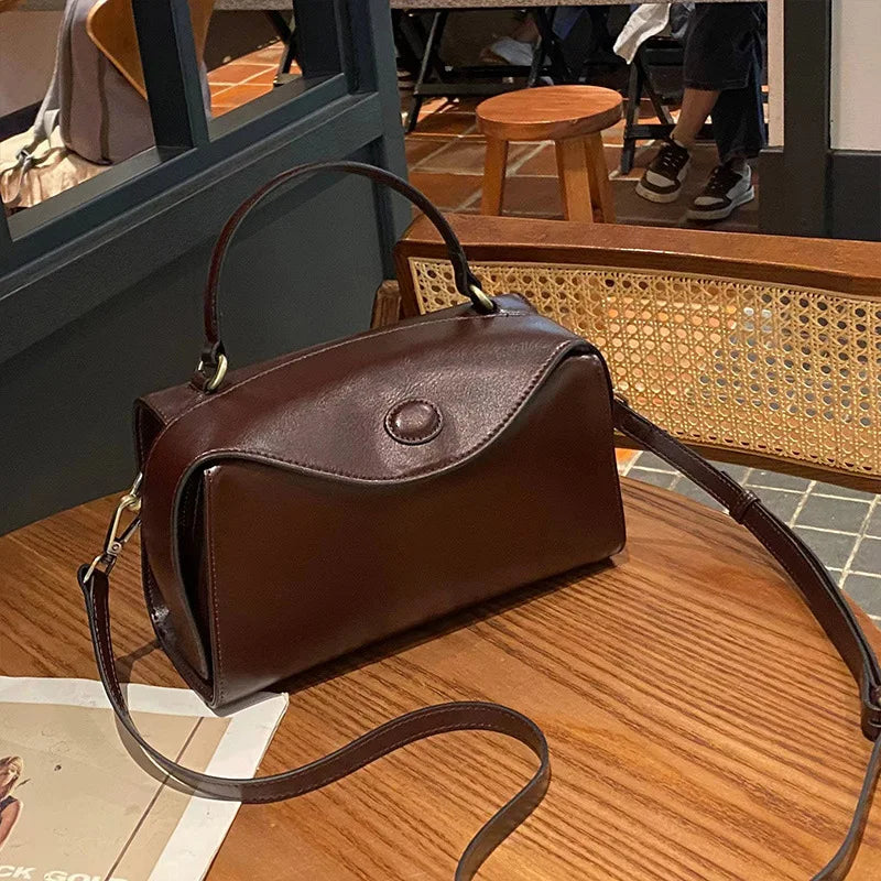 Leather boston bag