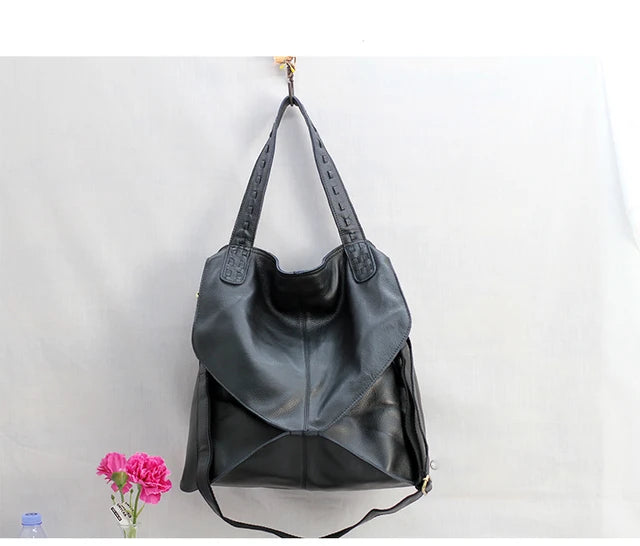 Leather large capacity tote bag