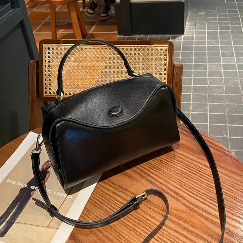 Leather boston bag