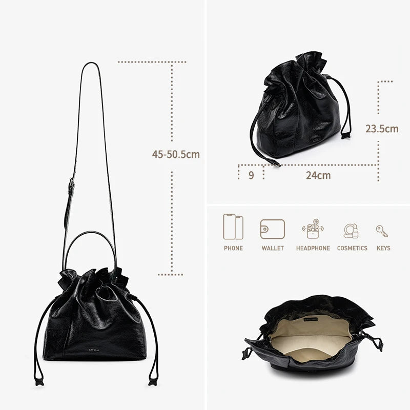 Leather bucket bag