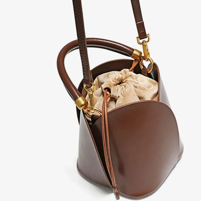 Leather bucket bag