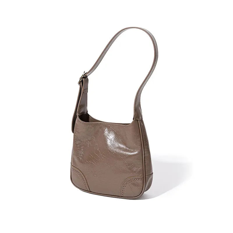 Leather oil wax shoulder bag