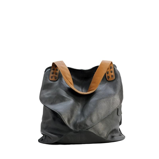 Leather large capacity tote bag