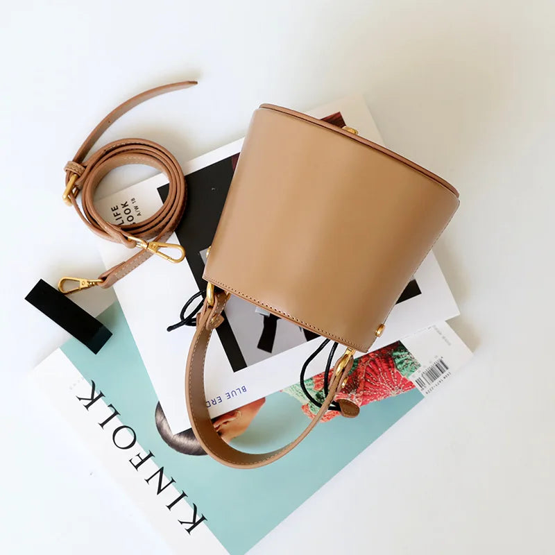 Leather bucket bag