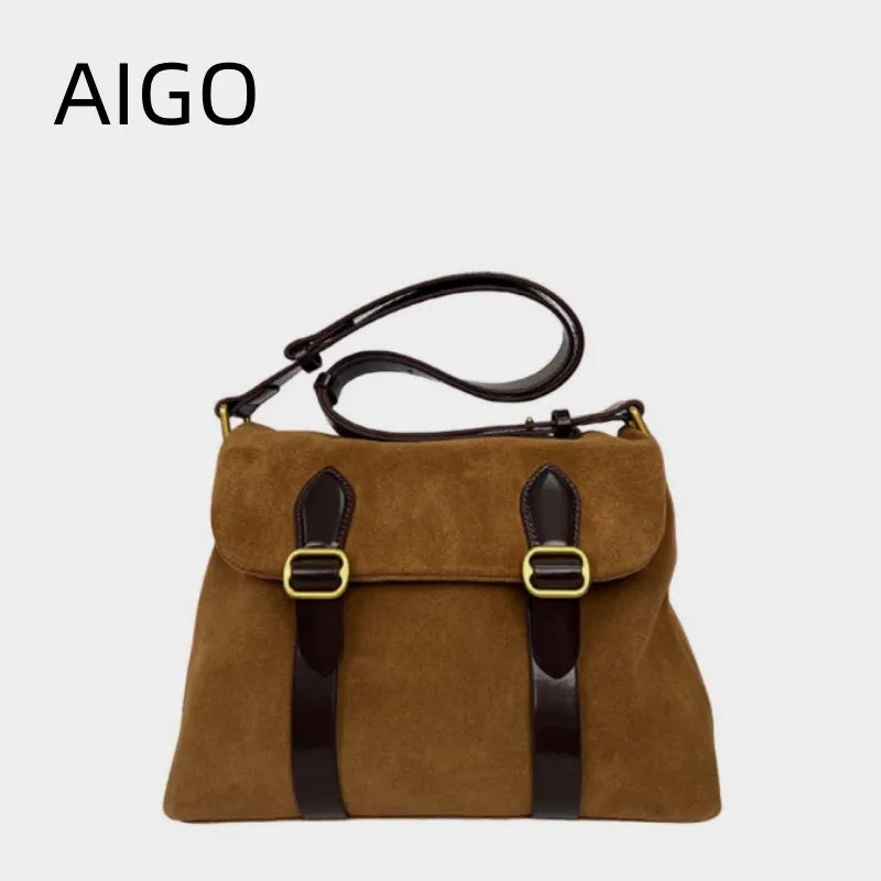 Aigo Suede postman bag