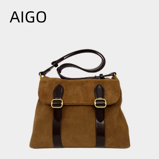 Aigo Suede postman bag