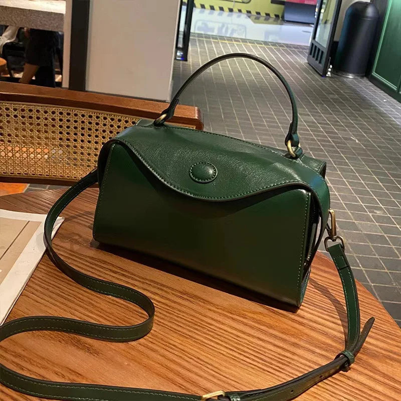 Leather boston bag