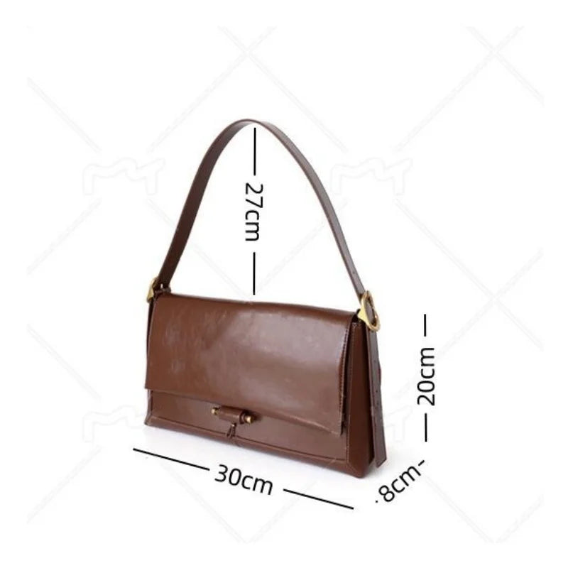 Leather large capacity shoulder bag