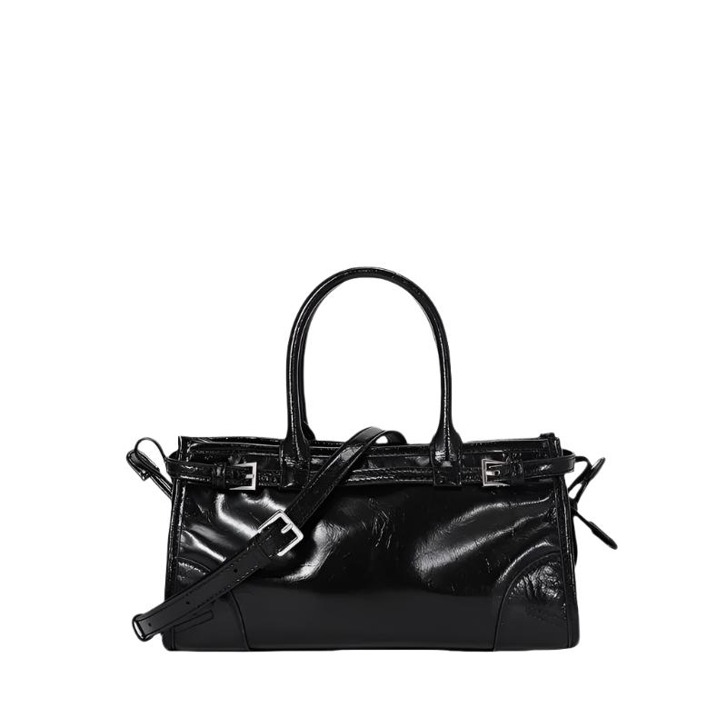 Leather horizontal tote bag