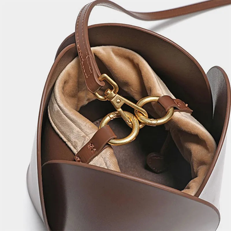 Leather bucket bag