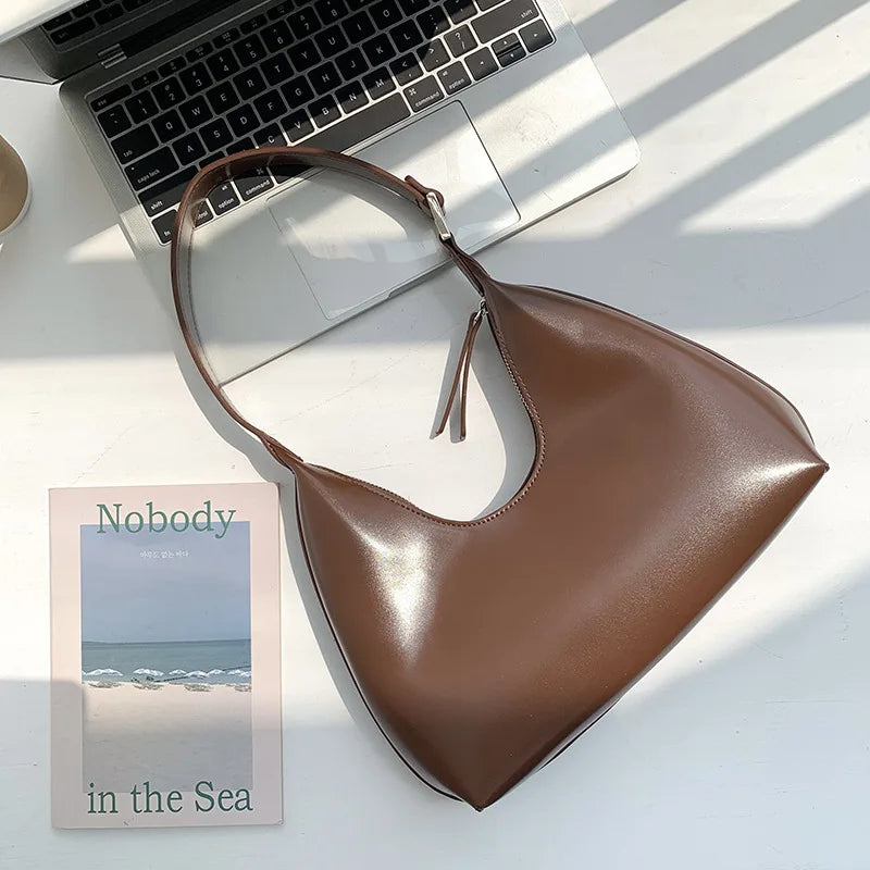 PU leather buckle shoulder bag