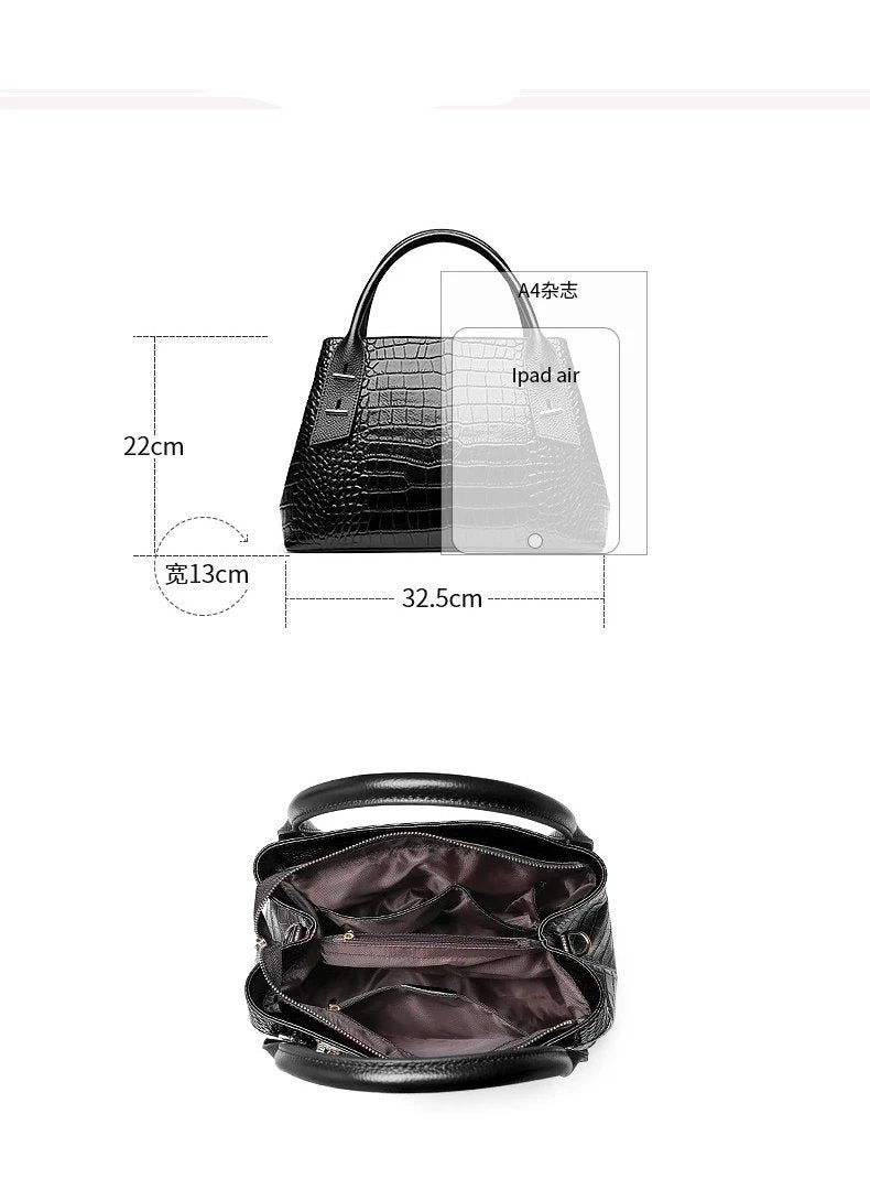 Heike genuine leather alligator pattern satchel handbag